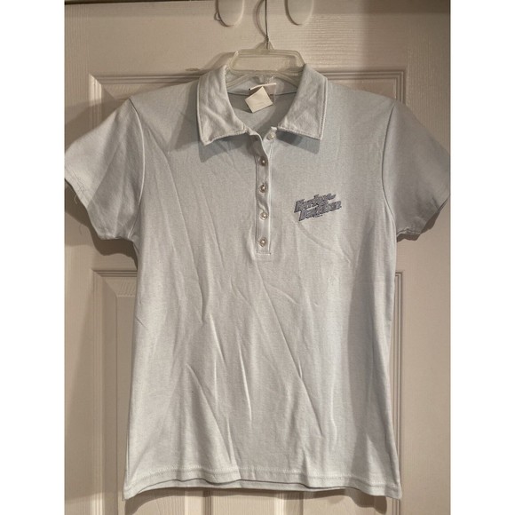 HARLEY DAVIDSON MOTORCYCLES KONA HAWAII LIGHT BLUE S/S POLO SHIRT WOMENS SZ L - Picture 1 of 7